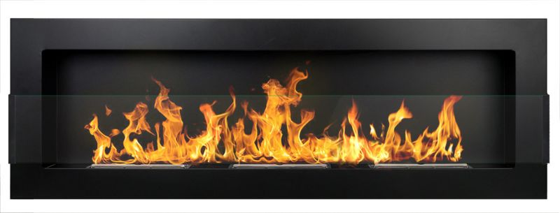 Biokominek wiszący z szybą 1200 x 400 mm czarny