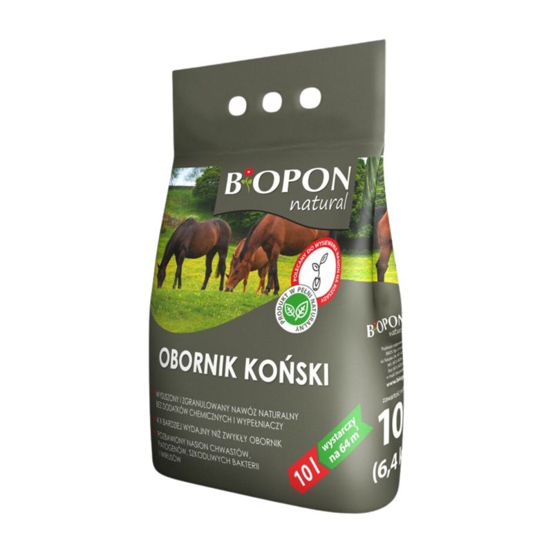 Biopon Obornik Koński Nawóz Naturalny Granulowany Uprawy Ekologiczne 10L