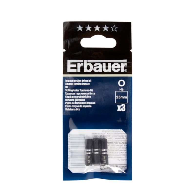 Bity udarowe Erbauer 25 mm H6 3 szt.