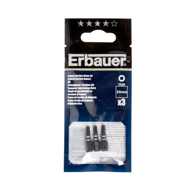 Bity udarowe Erbauer 25 mm TX20 3 szt.