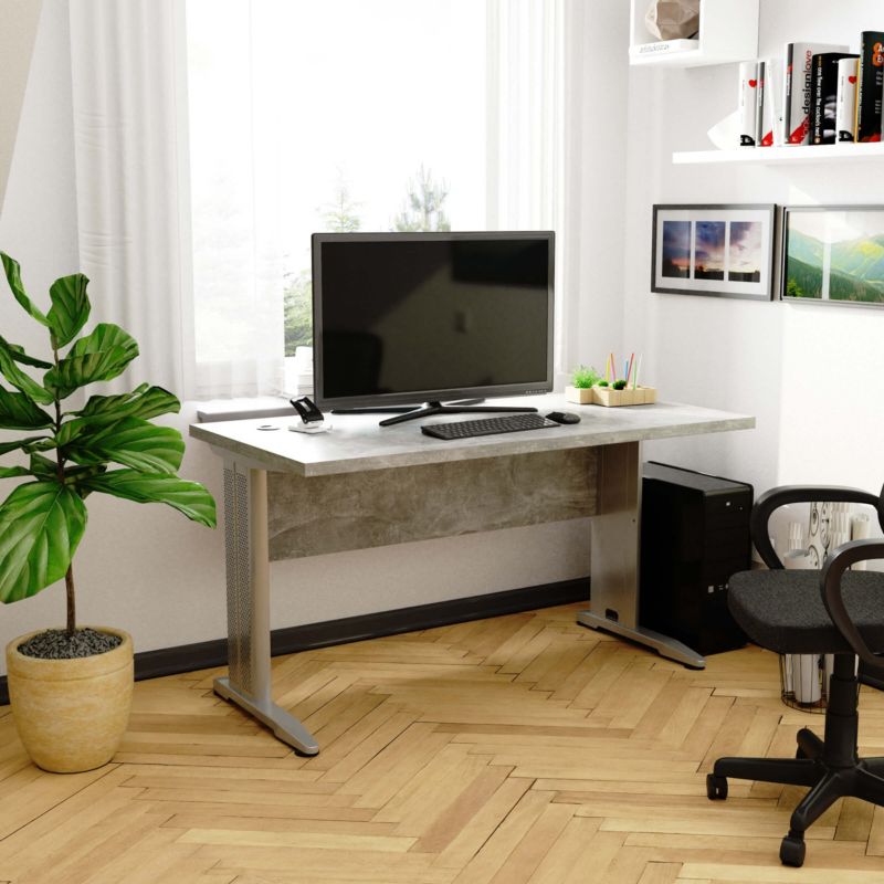 Akord BM135 psací stůl Grey Concrete 135 cm barva Concrete mat 135x60x76 cm 1 ks.