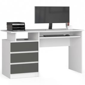 Biurko Akord CLP Białe 135 cm 3 szuflady kolor Grafit Szary mat 2 półki 135x60x77 cm 1 szt.