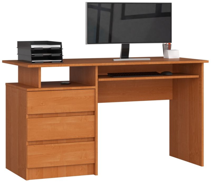Biurko Akord CLP Olcha 135 cm 3 szuflady kolor Olcha mat 2 półki 135x60x77 cm 1 szt.