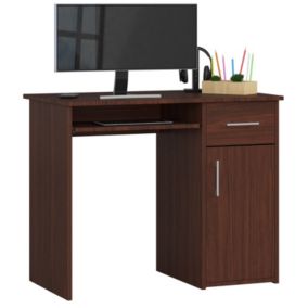 Biurko Akord Pin Wenge 90 cm biurko komputerowe 1 drzwi 1 szuflada kolor Wenge mat 3 półki 90x50x74 cm 1 szt.