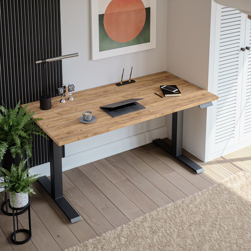 Biurko elektryczne KOLM prostokątny 138 x 80 cm Dąb Craft 1szt.