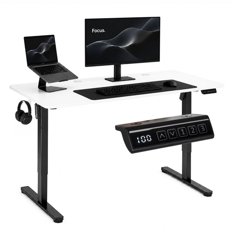 Biurko elektryczne ModernHome 120x60 cm podnoszone regulacja wysokości 72-118 cm biały blat - 1szt
