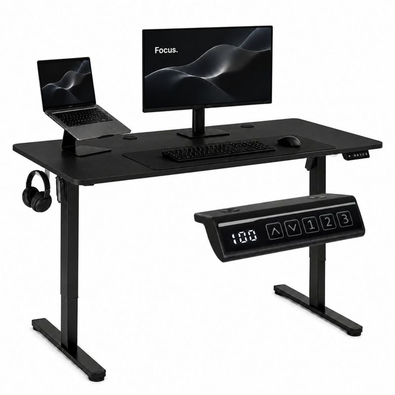 Biurko elektryczne ModernHome 140x60 cm podnoszone regulacja wysokości 72-118 cm czarne - 1szt