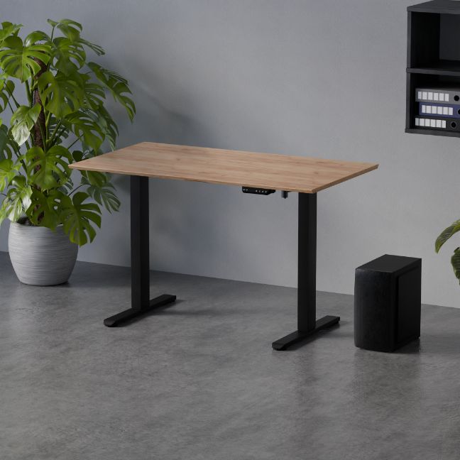 Biurko elektryczne regulowane LVNSystem Control Flex+ 120 cm czarny/dąb craft złoty 1 szt.