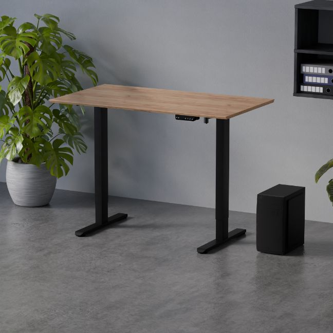 Biurko elektryczne regulowane LVNSystem Control Flex+ 120 cm czarny/dąb craft złoty 1 szt.