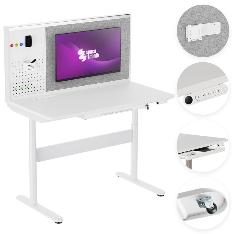 Biurko elektryczne Spacetronik Frodi biały 140x70 cm 1 szt.