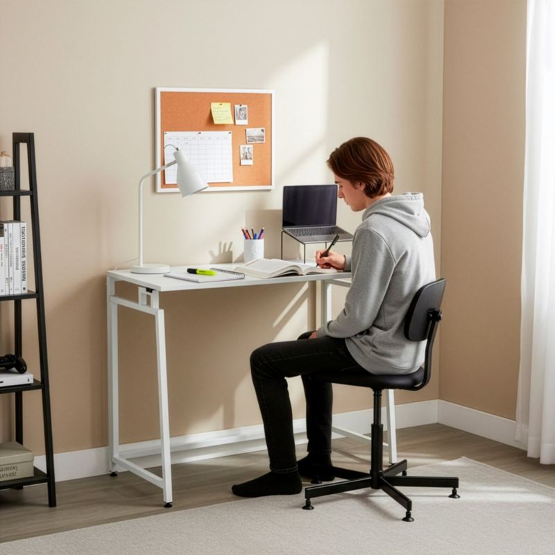 Kancelářský stůl Springos, skládací studijní stůl, počítačový stůl, 80 cm, dřevěný, bílý, 1 ks.