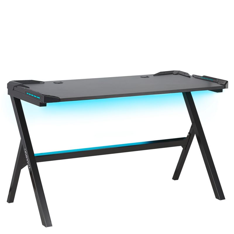 Biurko gamingowe Danvers 120 cm 60 cm RGB LED Czarny 1 szt.
