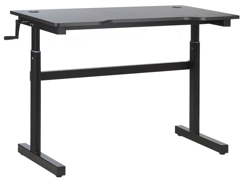 Biurko gamingowe regulowane manualnie Durbin Czarny 120 cm 60 cm RGB LED 1 szt.
