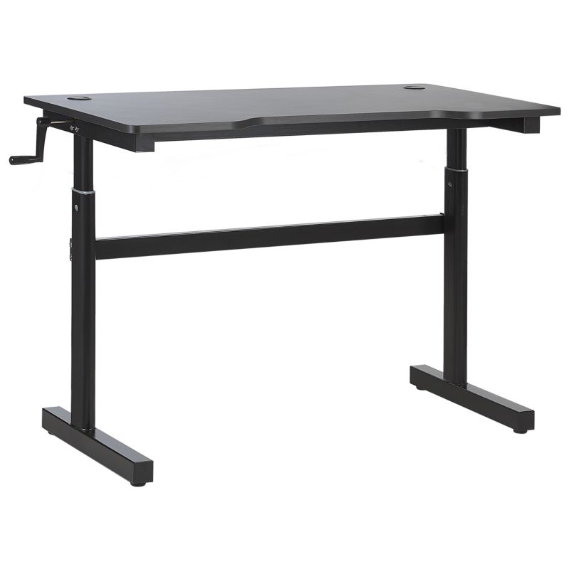 Biurko gamingowe regulowane manualnie Durbin Czarny 120 cm 60 cm RGB LED 1 szt.