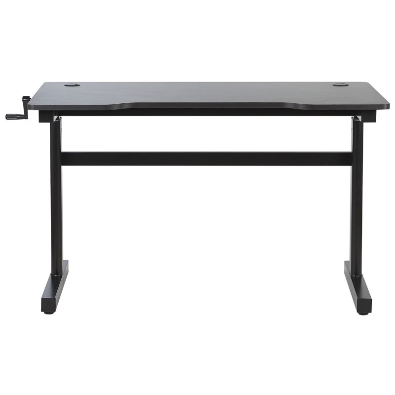 Biurko gamingowe regulowane manualnie Durbin Czarny 120 cm 60 cm RGB LED 1 szt.