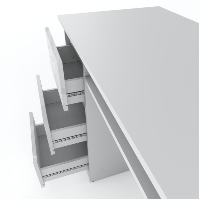 Biurko Hit Stiv-Meble 3 Szuflady Biurko Komputerowe 90Cm Biały Mat Biały Połysk 90X50X77 Cm 1 Szt.