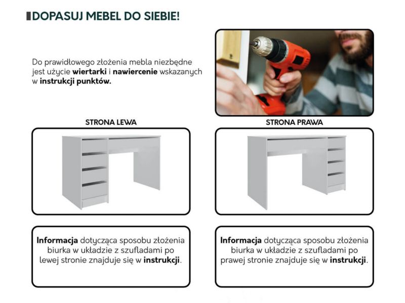 Biurko i toaletka MIRJAN 24 Ada biały 1 szt.