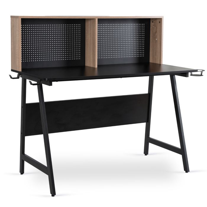 Biurko Ice Mebel Elite 138,5 cm Czarne/Dąb Sonoma  Gamingowe z Uchwytami 1 szt.