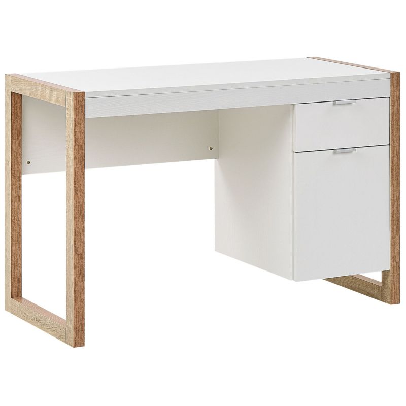 Biurko Johnson Brązowy/ biały 112 cm 50 cm ze schowkiem 1 szt.