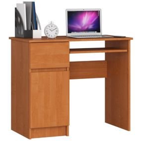 Biurko komputerowe Akord Piksel Olcha 90 cm lewe 1 drzwi 1 szuflada kolor Olcha mat 3 półki 90x50x77 cm 1 szt.