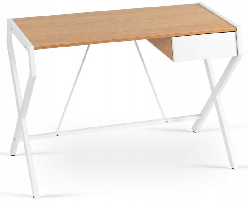 Biurko Meg Mebel Elite 104 cm Dąb złoty/Biały z Szufladą 1 szt.