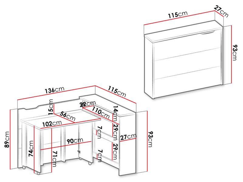 Biurko MIRJAN 24 Work Concept CW-01 lewe szary 1 szt.