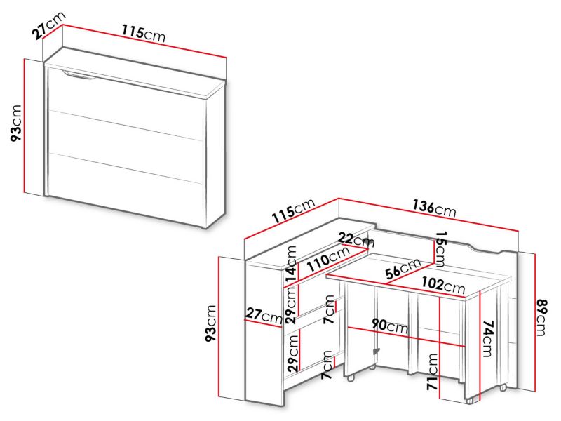 Biurko MIRJAN 24 Work Concept CW-01 prawe biały + biały połysk 1 szt.