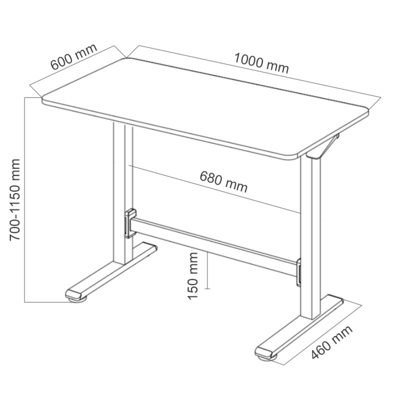 Biurko pneumatyczne Spacetronik Moris czarny 100x60 cm 1 szt.
