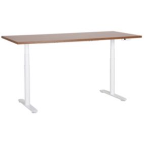 Biurko regulowane elektrycznie 180 x 80 cm ciemne drewno z białym Destinas 1 szt.