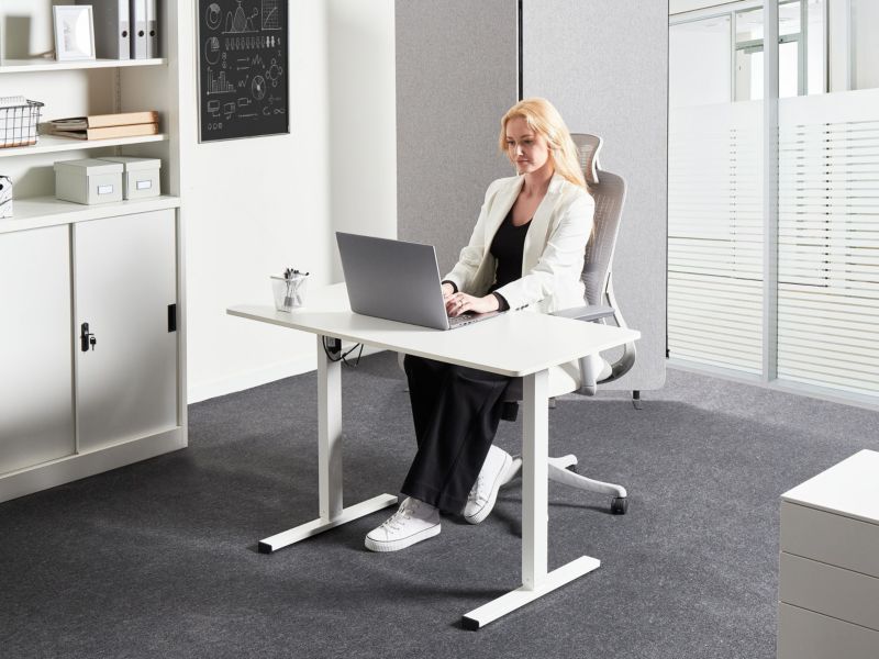 Biurko regulowane elektrycznie Tavares 120 cm 60 cm Biały 1 szt.