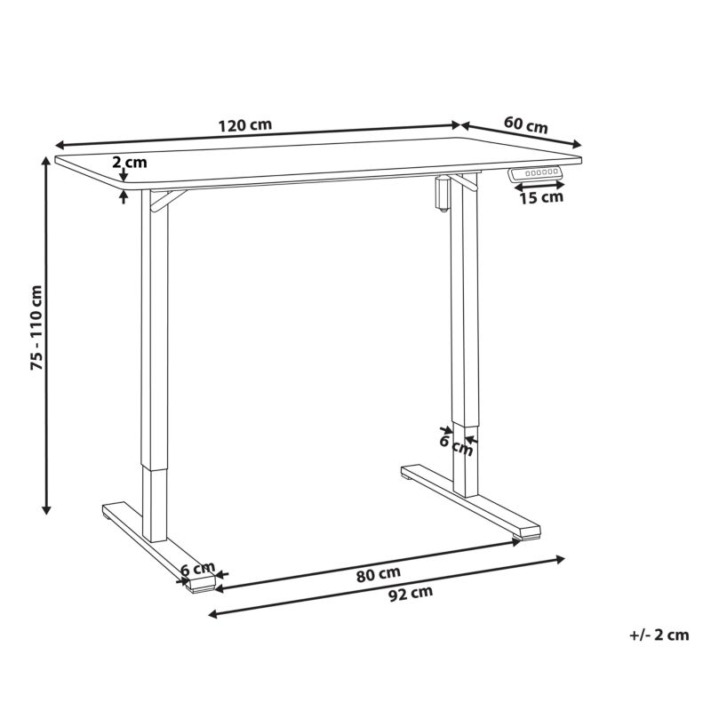 Biurko regulowane elektrycznie Tavares 120 cm 60 cm Biały 1 szt.
