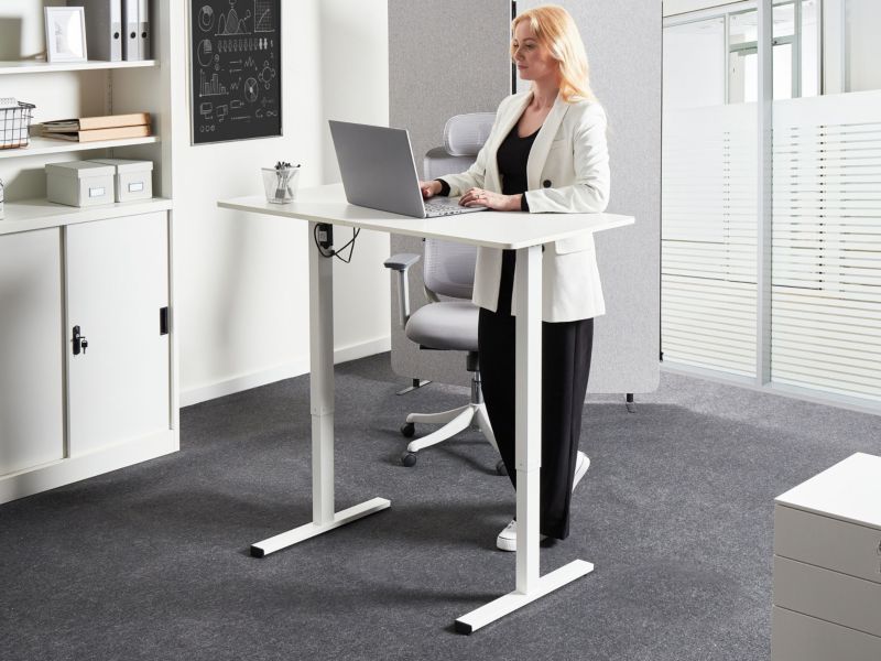 Biurko regulowane elektrycznie Tavares 120 cm 60 cm Biały 1 szt.