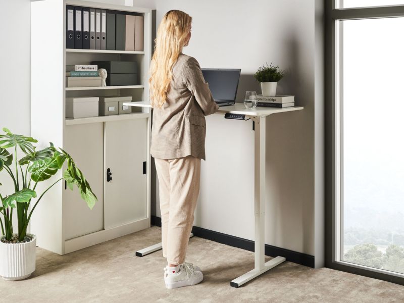Biurko regulowane elektrycznie Tavares 120 cm 60 cm Biały 1 szt.