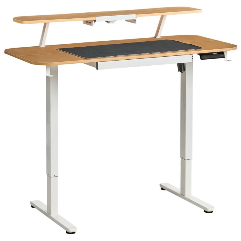 Biurko regulowane elektrycznie Wilbanks 120 cm 60 cm Z portem USB Jasny brąz/ biały 1 szt.