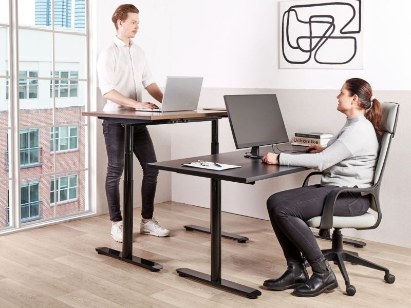 Biurko regulowane manualnie Destinas 120 cm 72 cm Brązowy/ czarny 1 szt.