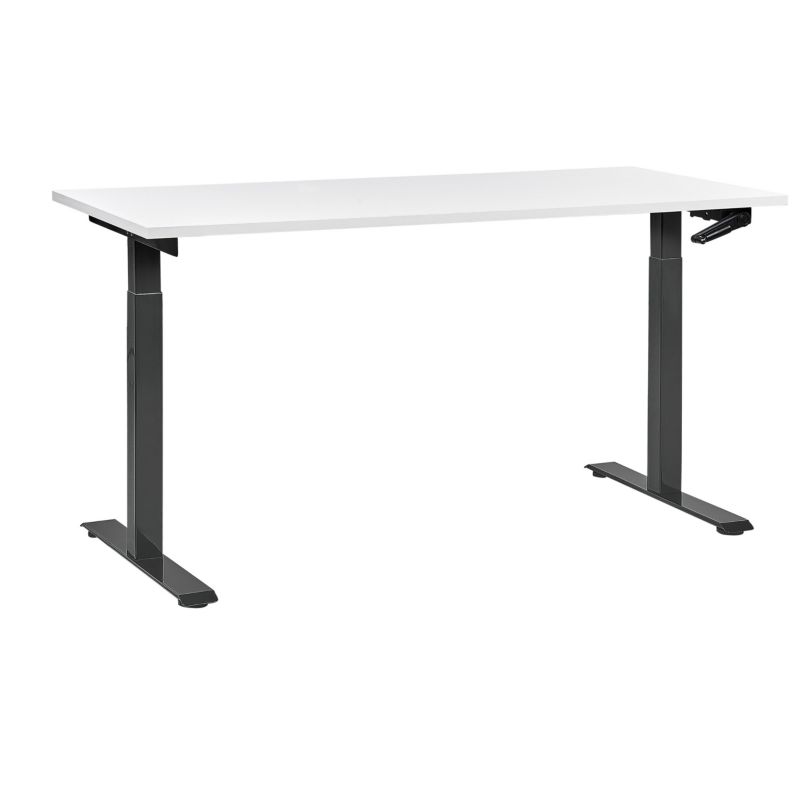Biurko regulowane manualnie Destines 160 cm 72 cm Biały/ czarny 1 szt.