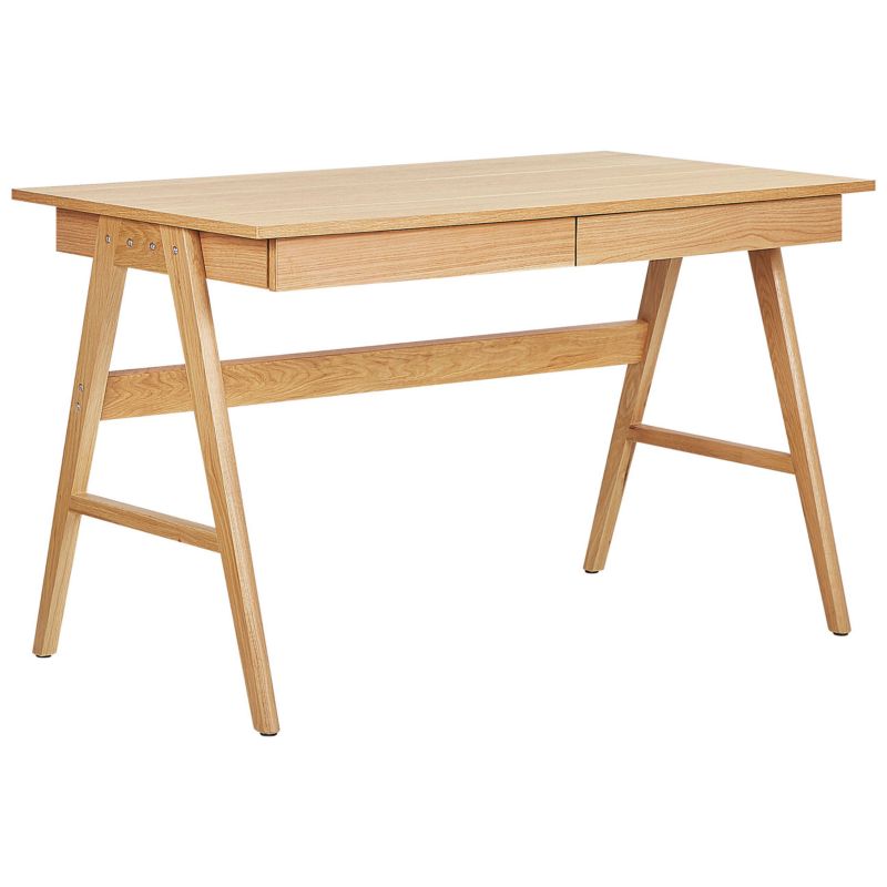 Biurko Sheslay 120 cm 70 cm z szufladami Jasnobrązowy 1 szt.