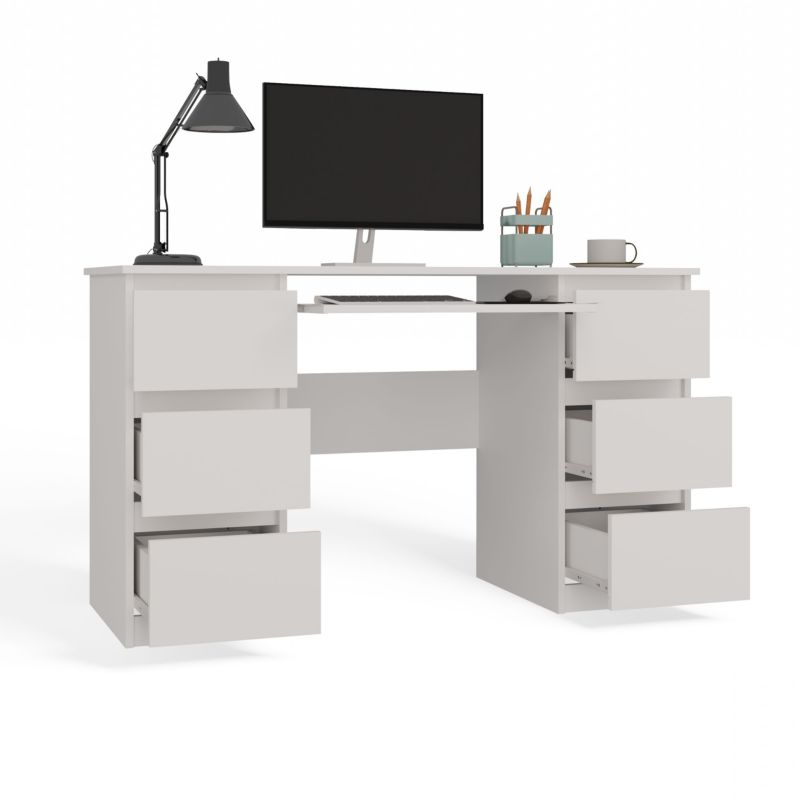 Biurko Topeshop Kuba Z Szufladami Biały Mat 51x130x76 cm 1 szt.