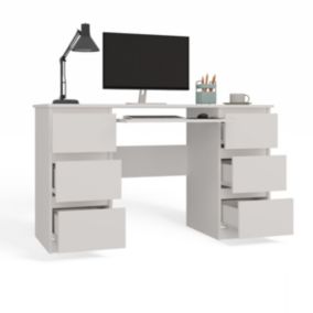 Biurko Topeshop Kuba Z Szufladami Biały Mat 51x130x76 cm 1 szt.