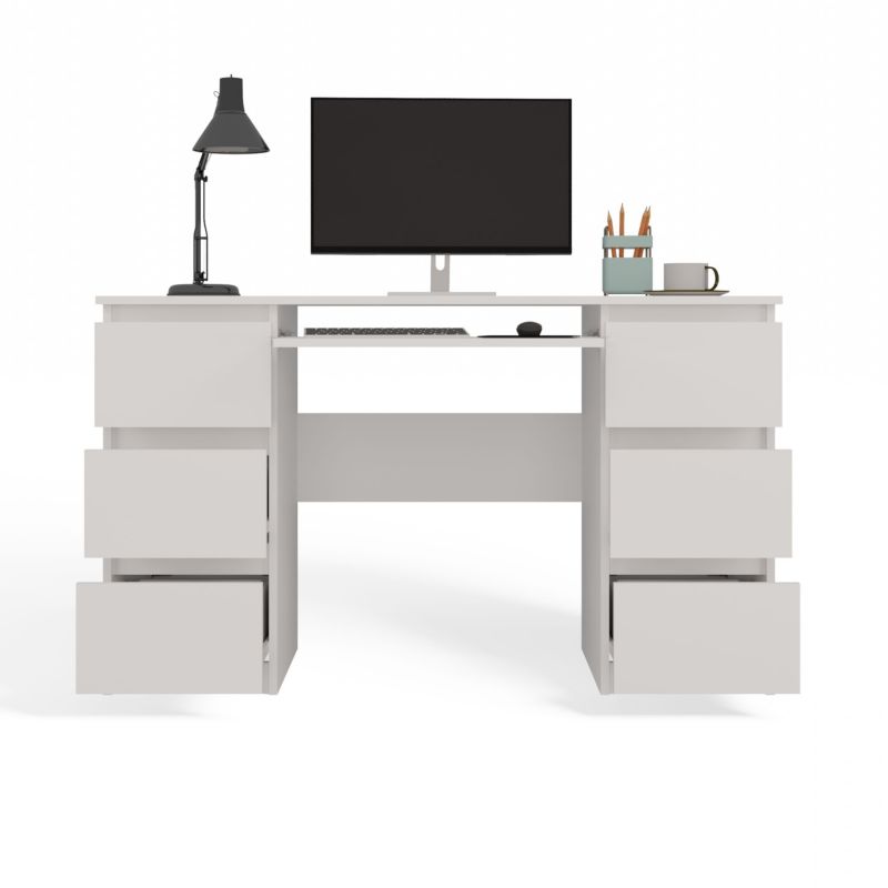 Biurko Topeshop Kuba Z Szufladami Biały Mat 51x130x76 cm 1 szt.