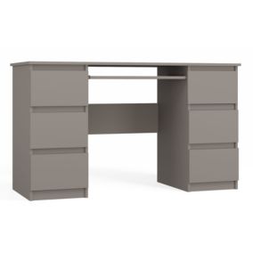 Biurko Topeshop Kuba Z Szufladami Glina Szary 6 Szuflad 51x130x76 cm 1 szt.