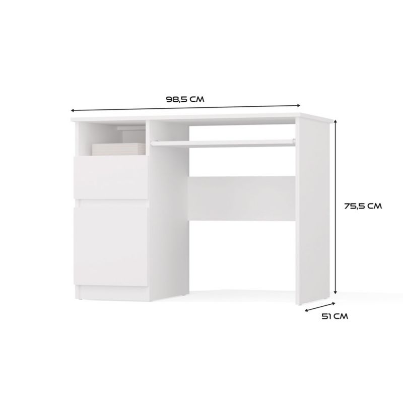 Biurko TopEshop Porto Lewe Białe 51x98,5x75,5 cm 1szt