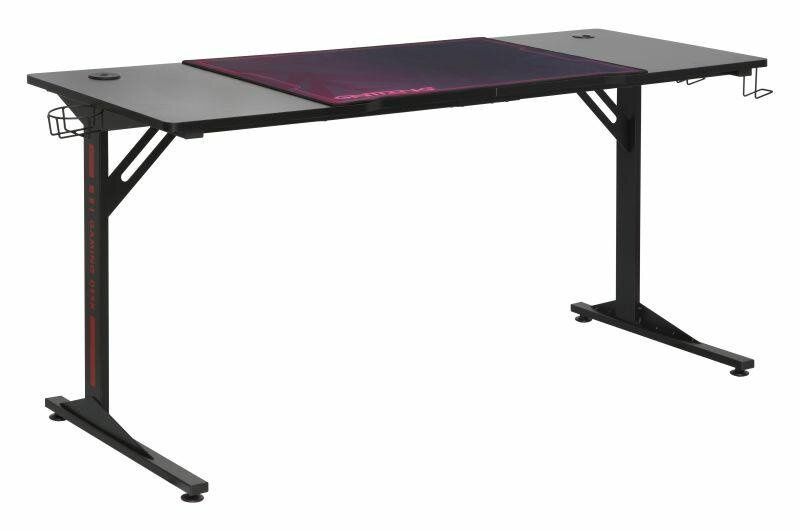 Biurko Vander INTESI biurko gamingowe czarne nowoczesne z uchwytem na napój i akcesoria 160x60 cm 1 szt.