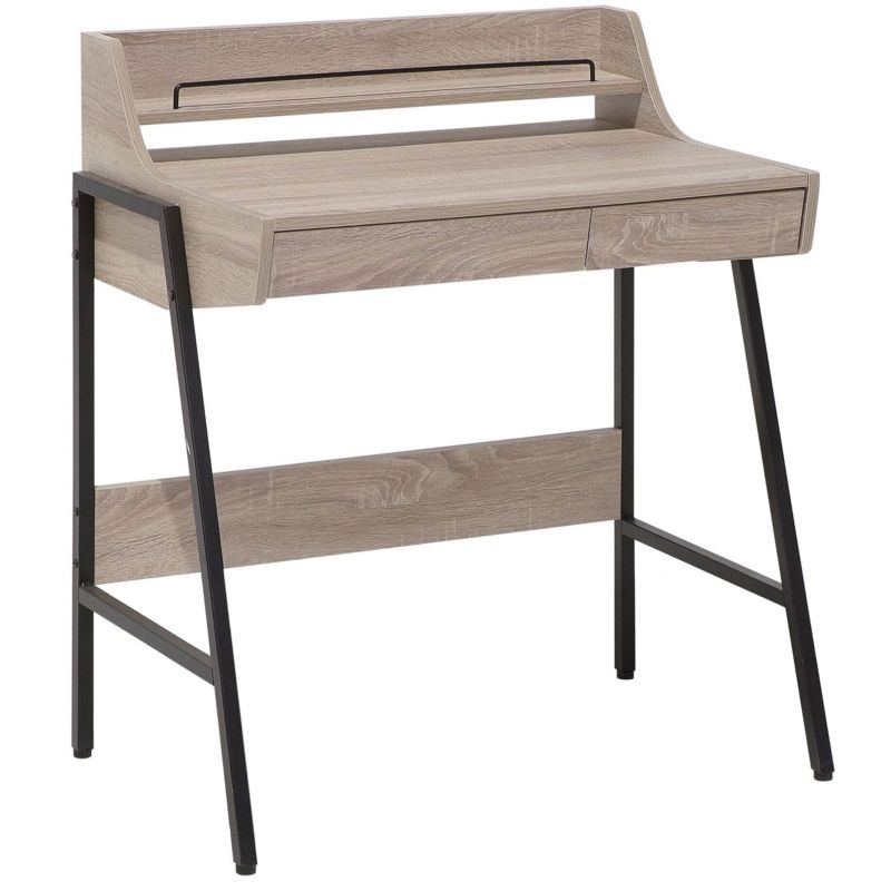 Biurko z nadstawką Broxton 77 cm 46 cm z szufladami Jasnobrązowy 1 szt.