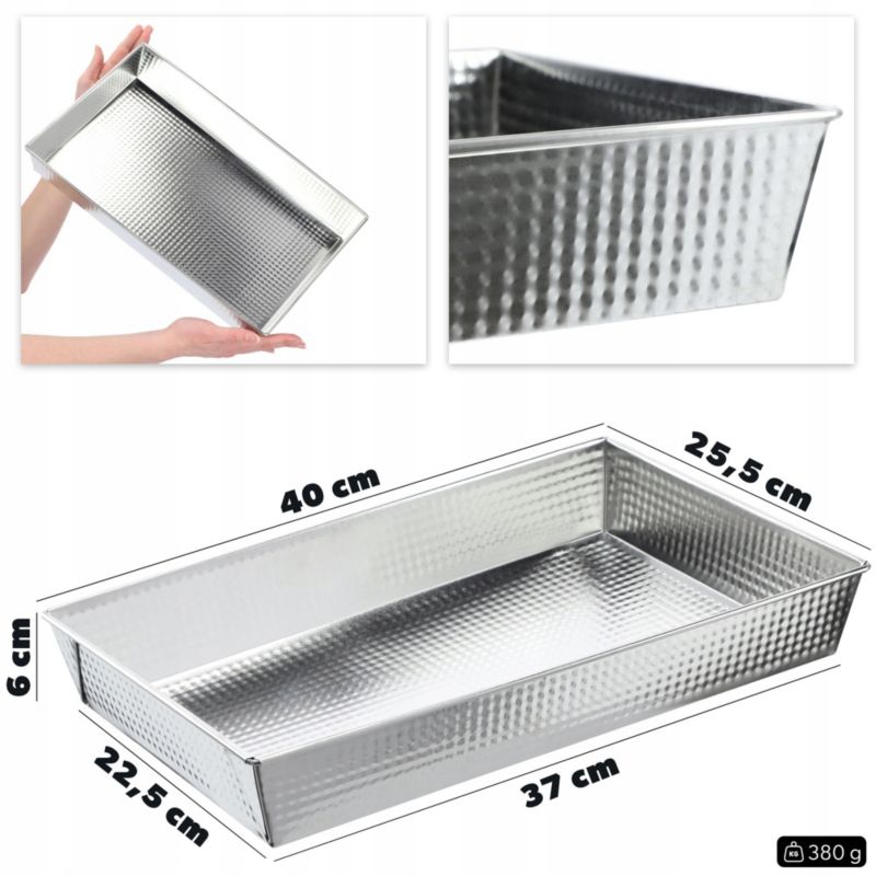Blacha Do Pieczenia KADAX Forma Ocynowana 40x25x6cm Srebrny 1 szt.
