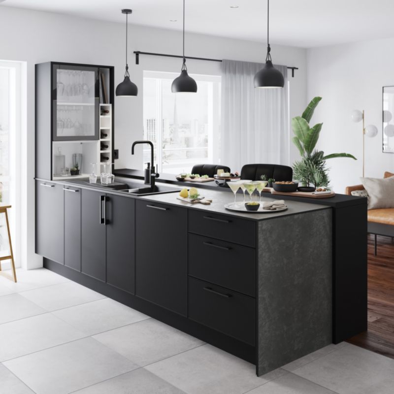 Blat laminowany GoodHome Berberis 3,8 x 62 x 300 cm super mat czarny