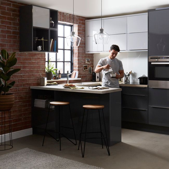 Blenda maskująca do szafki z AGD GoodHome Stevia 59,7 x 5,8 cm antracyt połysk