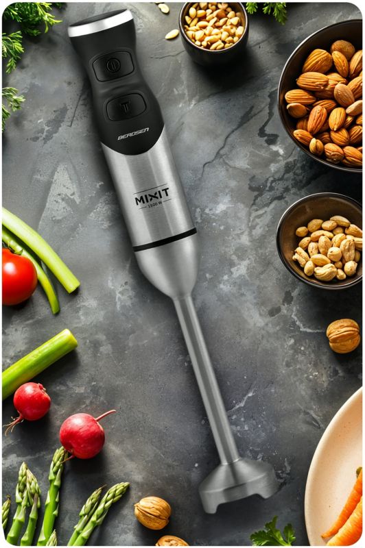 Blender ręczny Berdsen 1500W wielofunkcyjny 6w1 tytanowe ostrza 1 szt.