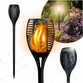 BLIXTAR Ogrodowa Duża Lampa Solarna LED 96, Wbijana Pochodnia Płomień Latarnia