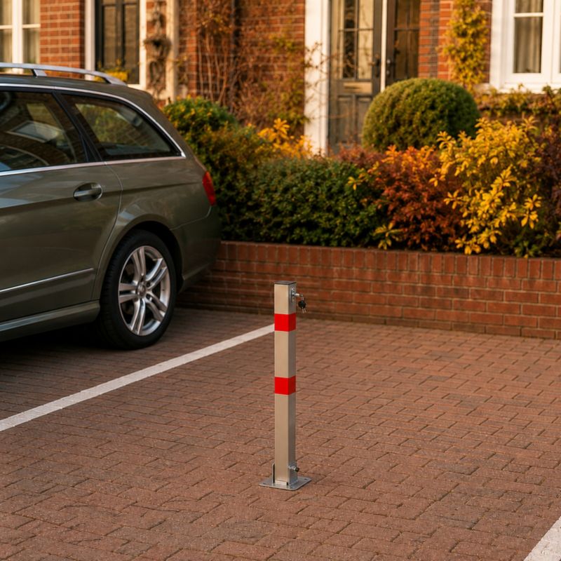 Blokada parkingowa KADAX słupkowa składana na kluczyk metalowa czerwono-biała 65cm 1 szt.